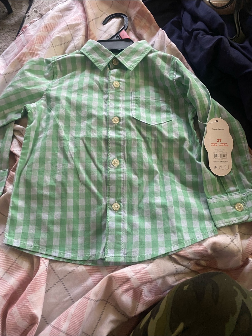 wonder nation Green Gingham Button-Front Shirt